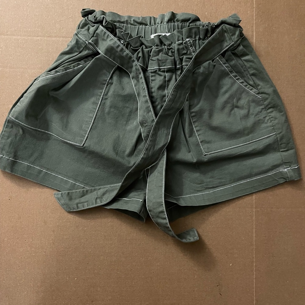 Cotton On Kids - Belted Sage Green Pocket Shorts